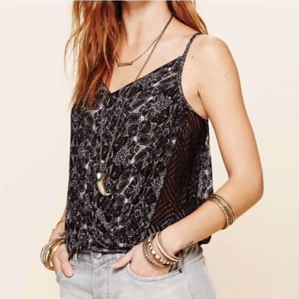 Free People Miles Away Geometric Twisted Tank